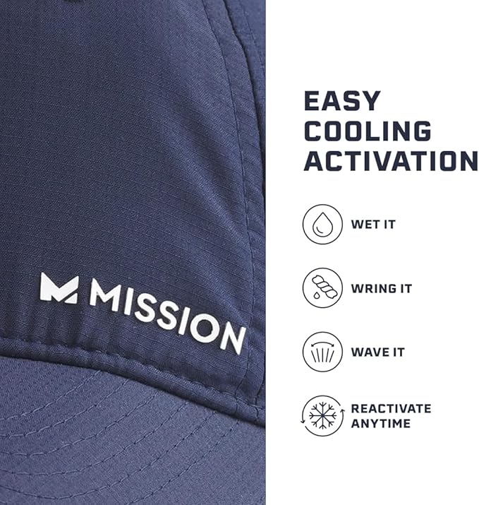 MISSION Cooling UPF Performance Hat - Unisex One Size Cap for Workouts, Golf & Running - Sweat & Water Activated Technology