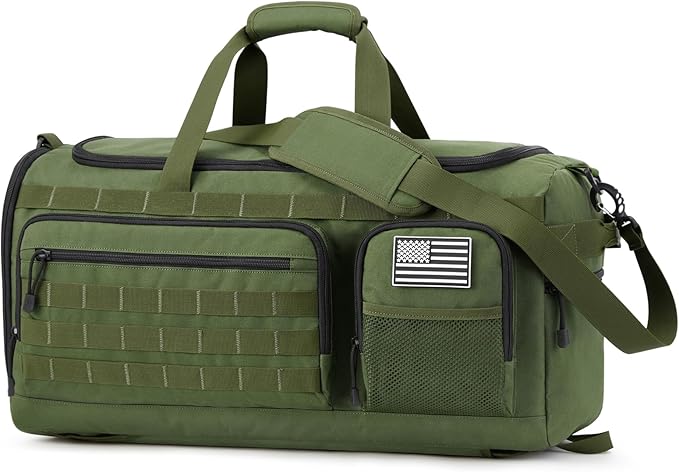 G4Free 3-in-1 Travel Duffle Bag for Men and Women, 50L Large Gym Sports Bags Tactical Military Duffle Backpack with Shoes Compartment and Wet Pocket (Green)