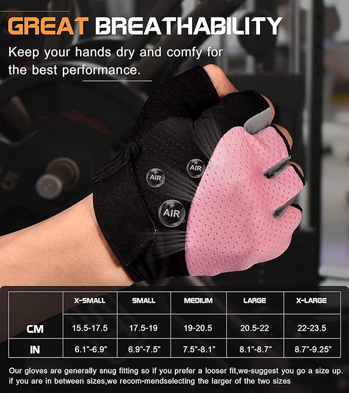 Sunnex Gym Gloves - Fingerless, Breathable Workout Gloves for Weightlifting, Cycling & More