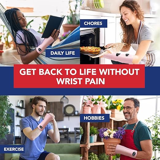 Dr. Arthritis Doctor Developed Premium Carpal Tunnel Night Wrist Brace & Support & Handbook, Fully Adjustable with Comfort Padding & Shaping (Pink Single)