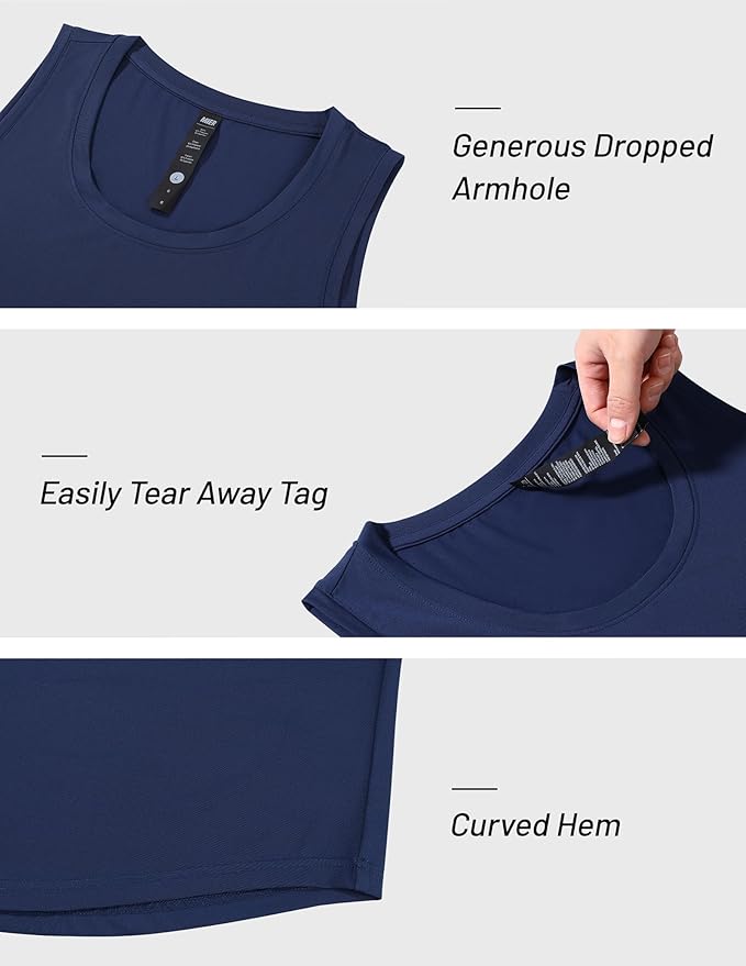 MIER Men's Tank Tops Workout Sleeveless Tee Shirts Muscle Athletic Gym Running Beach Tanks for Men, Quick Dry