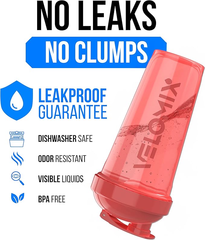 VELOMIX -2 Pack- 28 oz Protein Shaker Bottles for Protein Mixes - 2x Wire Whisk | Leak Proof Shaker Cups for Protein Shakes | Protein Shaker Bottle Pack (Pink Set)