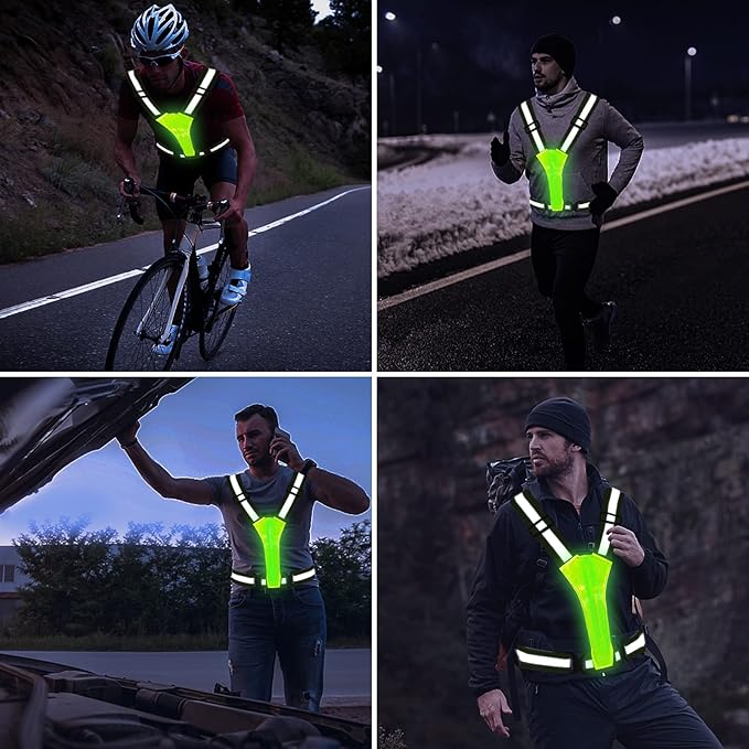 LED Reflective Vest Running Gear, Light Up Running Vest Rechargeable, Safety Night Running Gear for Walking Running Cycling