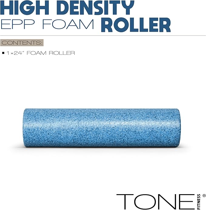 Tone Fitness High Density EPP Foam Exercise Foam Roller for Yoga, Pilates, Stretching, Massage, and Recovery | Multiple Sizes and Colors