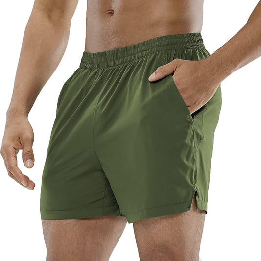 MIER Men's Workout Running Shorts Quick Dry Active 5 Inches Shorts with Pockets, Lightweight, Breathable