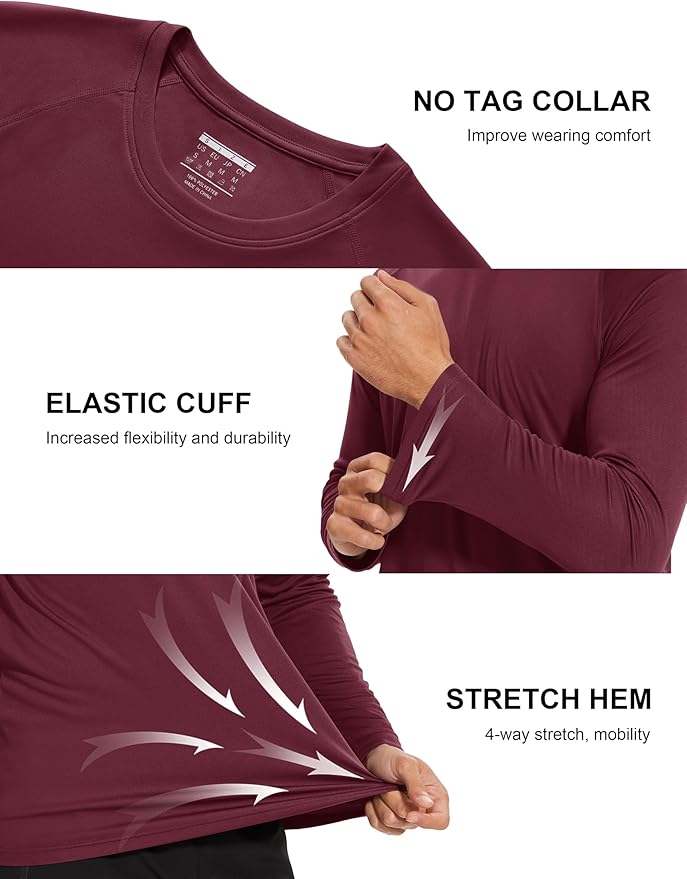 MAGCOMSEN Men's Long Sleeve Shirts UPF 50+ UV Sun Protection Athletic Shirts for Hiking Running Workout Rash Guard