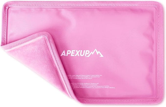 APEXUP Gel Ice Packs for Injuries Reusable, Flexible Double Sided Cold Packs for Injuries, Ice Pack for Knee, Shoulder, Back, Hip, Leg, Arm (Pink, S, 1PK)