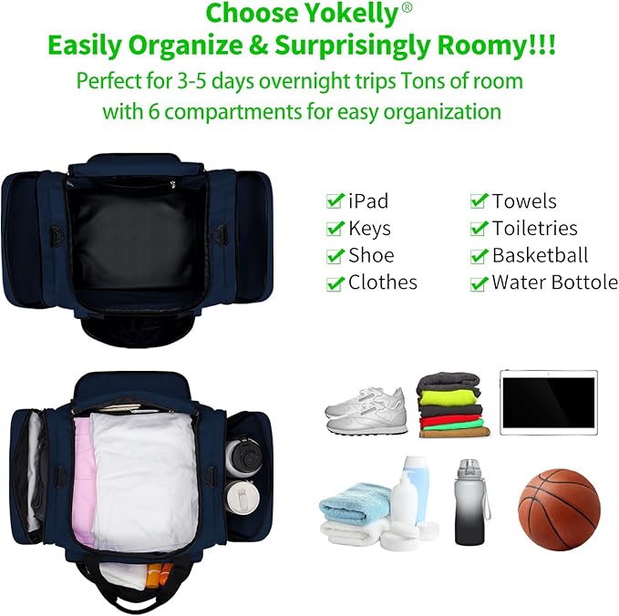 Sports Duffel Bag 20 inch for Travel Gym - Navy Blue