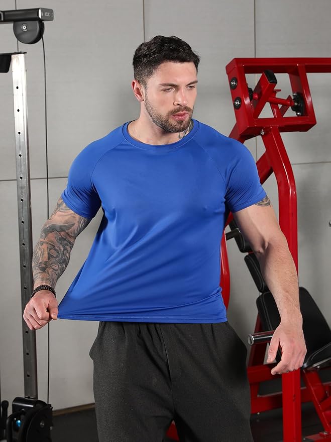 Sumolux 5 Pack Men’s Active Crew Neck T Shirts Quick Dry Athletic Running Gym Workout Short Sleeve Tee Tops Bulk