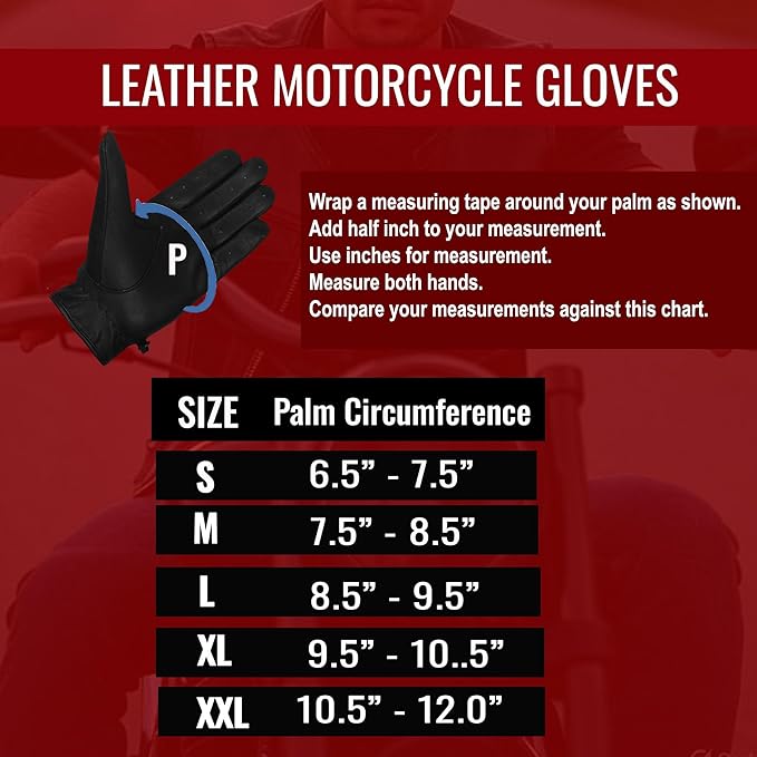 New Biker Police Leather Motorcycle Driving Riding Racing Gloves Real Natural Leather Touchscreen Ventilation Men Women Automotive ATV Dirt Bike Cycling Comfortable Adjustable Full Finger Black XL