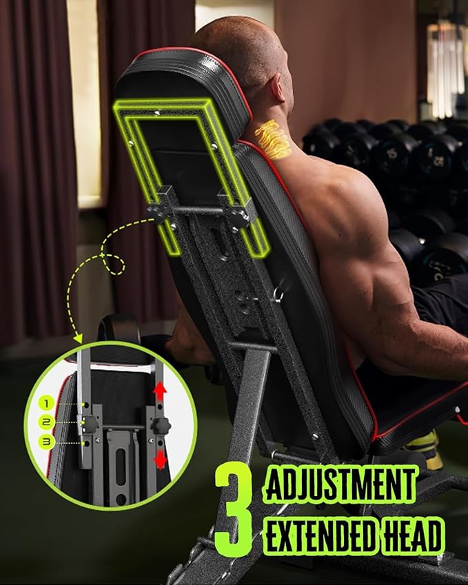 Adjustable Weight Bench for Bench Press, Heavy Duty Stable Workout Bench Foldable Weight Benches for Home Gym, Incline/Decline 90 Degree Bench Exercise Bench