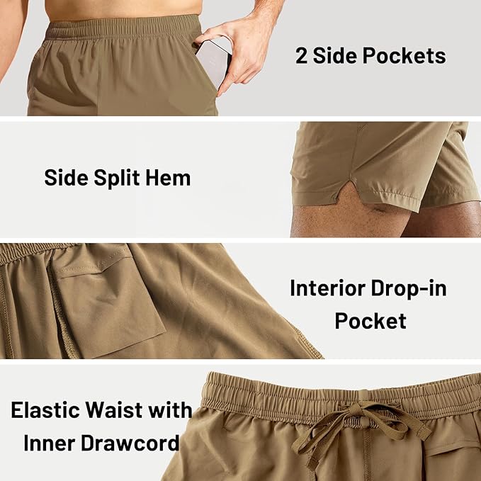 MIER Men's Workout Running Shorts Quick Dry Active 5 Inches Shorts with Pockets, Lightweight, Breathable