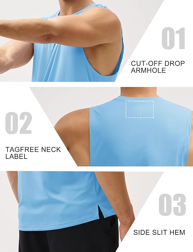 MAGCOMSEN Mens Workout Tank Tops Undershirt Cotton Muscle Athletic Sleeveless Shirts for Gym