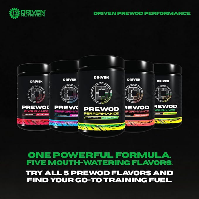 Driven PREWOD Energy Drink Powder, 25 Servings - Pre-Workout Supplement wit- Boosts Energy, Focus, Strength, & Endurance for High-Intensity Training (Performace, Lemon Headrush)