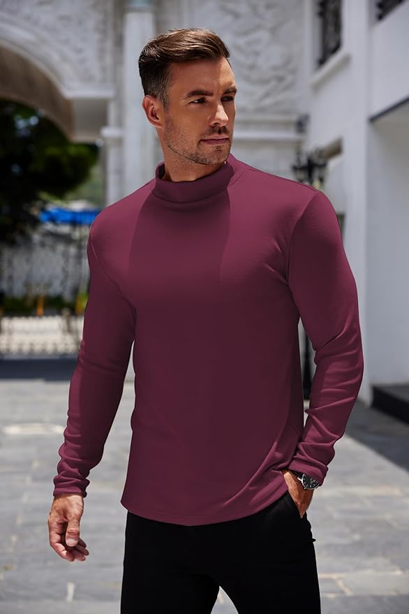 COOFANDY Mens Mock Turtleneck Long Sleeve Shirts Basic Thermal Turtle Neck Undershirt Lightweight Pullover Sweaters Top