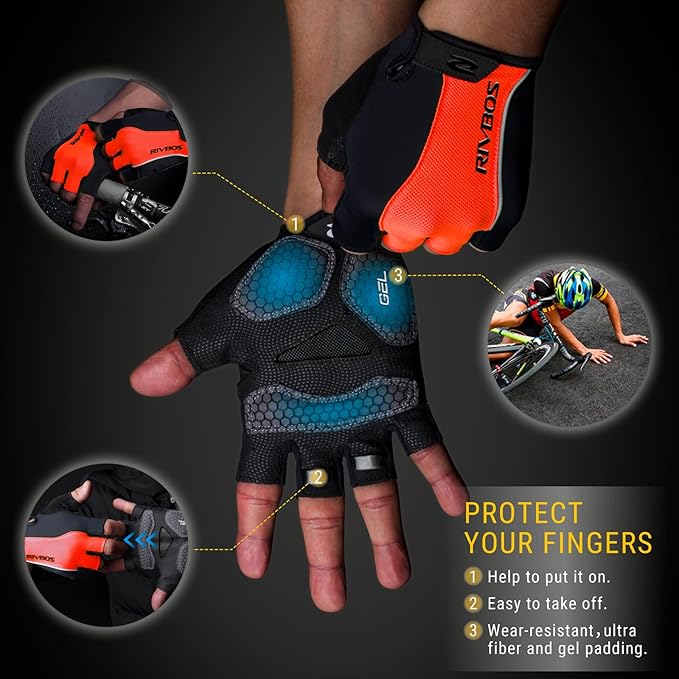 RIVBOS Cycling Gloves Bike Gloves for Men Women with Anti-Slip Shock-Absorbing Pad for Bicycle/Workout/Road Bike/Gym/Driving CHG001