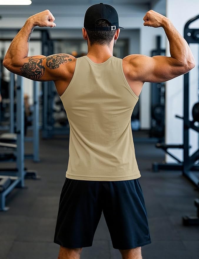 MAGCOMSEN Mens Workout Tank Tops Undershirt Cotton Muscle Athletic Sleeveless Shirts for Gym