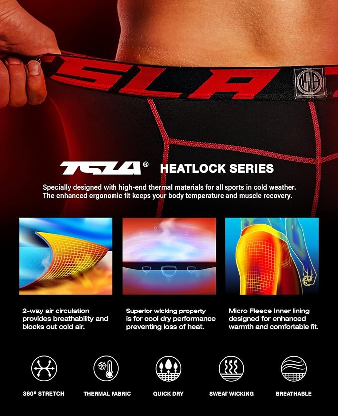 TSLA Men's Thermal Compression Pants, Athletic Sports Leggings & Running Tights, Wintergear Base Layer Bottoms