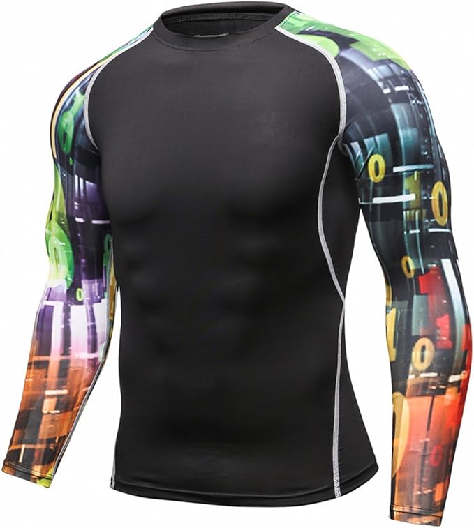 Men's Soft Slim Long Sleeve Dry-Fit Compression Gym Trainning Shirt