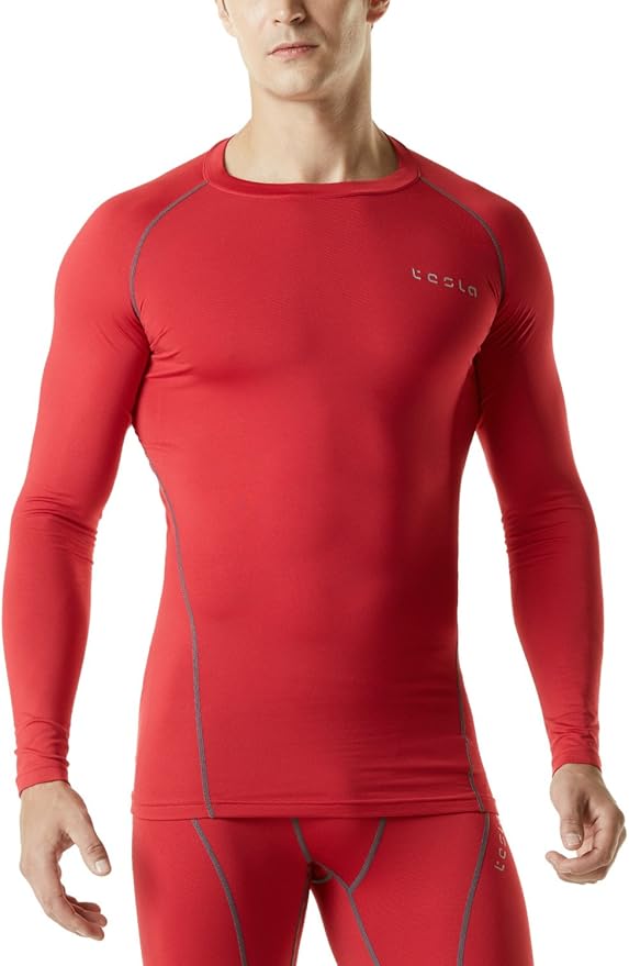 TSLA Men's Thermal Long Sleeve Compression Shirts, Athletic Base Layer Top, Winter Gear Running T-Shirt