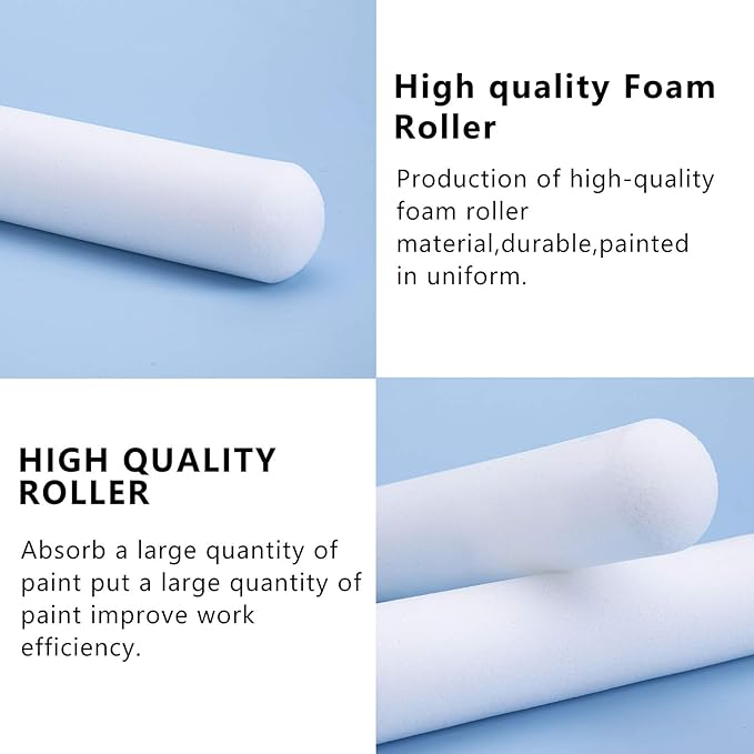 Mister Rui Foam Paint Roller Cover, 6 Inch Sponge Paint Roller Sleeve, Pack of 10, Foam of Premium Quality Can Be Used with Water and Oil Based Paints