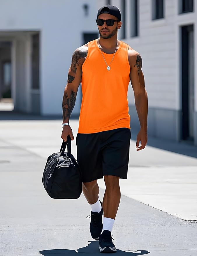 MAGCOMSEN Mens Workout Tank Tops Undershirt Cotton Muscle Athletic Sleeveless Shirts for Gym