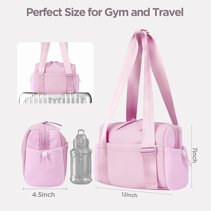 Mini Gym Bag for Women Girls Small Gym Tote Bag with Wet Compartment Waterproof Travel Duffle Bag Cute Workout Sport Bag