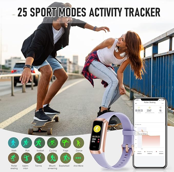 Fitness Tracker, Fitness Watch with 1.10''AMOLED Touch Color Screen, Step Counter with 24/7 Heart Rate Blood Oxygen Blood Pressure Sleep Tracking, Pedometer for Women Men