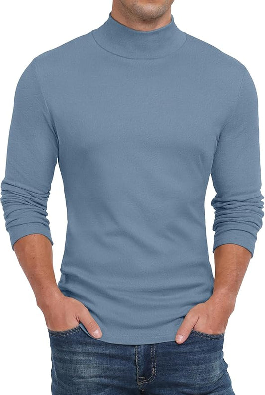 Sailwind Men's Mock Turtleneck Long Sleeve T Shirts Basic Slim Fit Pullover Sweater Thermal Lightweight Tees