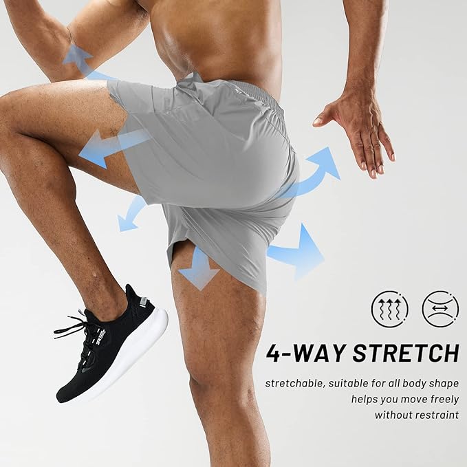 MIER Men's Workout Running Shorts Quick Dry Active 5 Inches Shorts with Pockets, Lightweight, Breathable