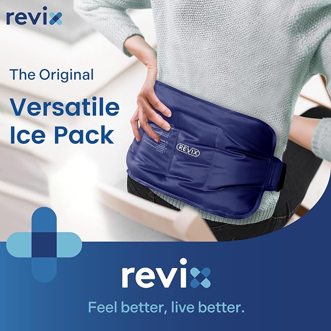 REVIX Reusable Ice Pack for Back Relief, Soft Plush Lining Gel Cold Packs for Lower Back, Shin, Knee, Hip, Arm, Flexible Cold Compress, 16 × 9 ", 2 Packs