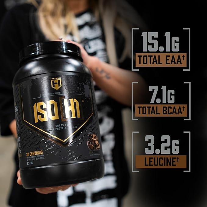 HOSSTILE ISO[H1] Grass Fed Whey Protein Isolate with Digestive Enzymes, Whey Protein Powder for Muscle Gain & Muscle Recovery, Post Workout Recovery Drink, Milk Chocolate, 30 Servings