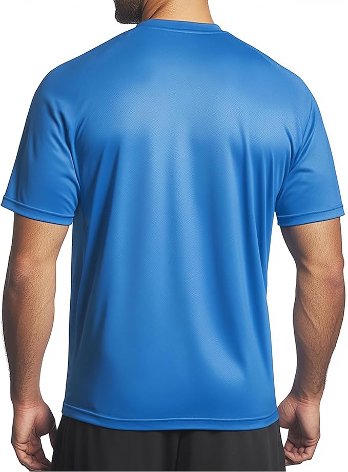 Instant Cooling Quick Dry Workout T-Shirt Men Coolmax Moisture Wicking Performance Crew Neck Running Comfort Tee