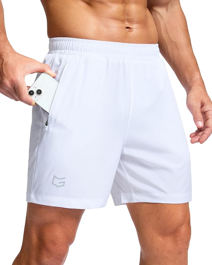G Gradual Men's Athletic Running Shorts with Zipper Pockets Quick Dry 7"/ 5"/ 9" Workout Gym Shorts for Basketball Hiking