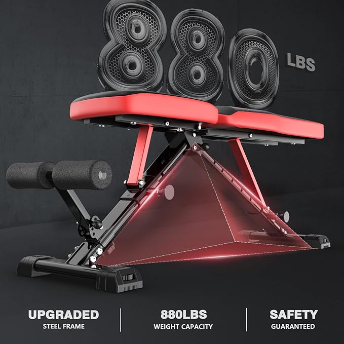 FLYBIRD Strength Training Bench for Home Gym, Adjustable Weight Bench can be Folded for Storage/Vertical Storage, Space-Saving Workout Bench