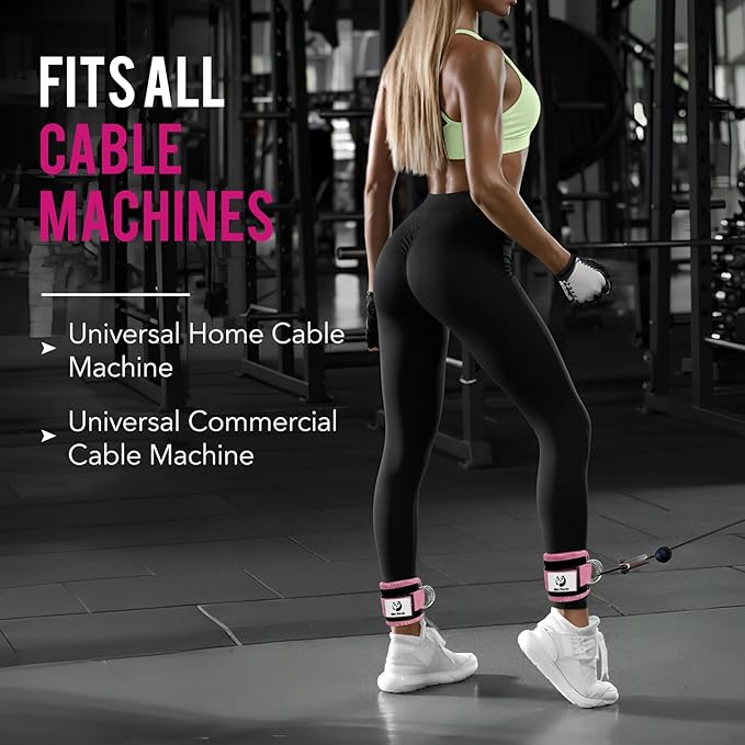 Slim Panda Ankle Strap for Cable Machine,Ankle Cuff for Kickbacks, Booty Hip Abductors,Glute Workouts, Leg Extensions, Curls for Men and Women, Adjustable with Double D-Rings