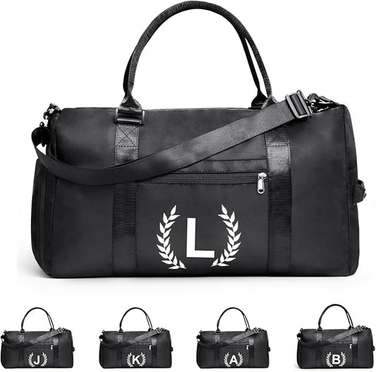 Gym Bag for Women & Men, Fitness Workout Sports Travel Duffle Bag with Wet Pocket & Shoes Compartment, Great Present for Gym Lovers Jet Black
