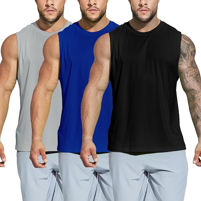 MIER Men's Workout Tank Tops UPF 50+ Swim Shirts Quick Dry Running Sleeveless UV Protection Muscle Tees