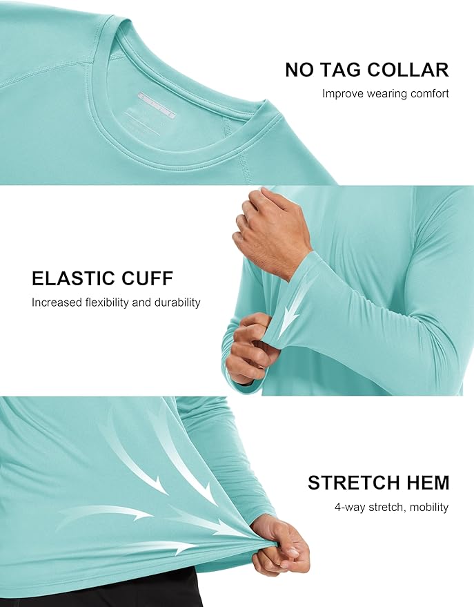 MAGCOMSEN Men's Long Sleeve Shirts UPF 50+ UV Sun Protection Athletic Shirts for Hiking Running Workout Rash Guard