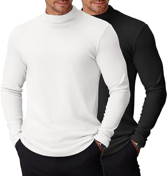 COOFANDY Mens Mock Turtleneck Long Sleeve Shirts Basic Thermal Turtle Neck Undershirt Lightweight Pullover Sweaters Top
