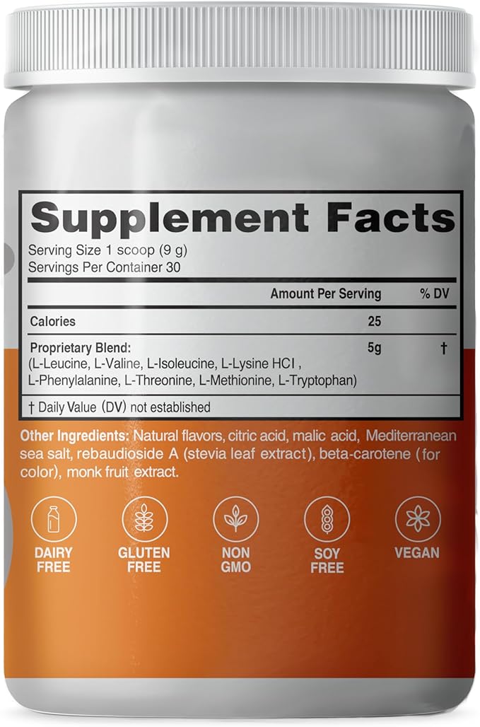 Advanced Bionutritionals – Advanced Amino Powder, Amino Acid Supplement, Build Muscle, Post Workout Recovery, Energy,Non-GMO, Gluten Free, Dairy Free, Vegan (30 Servings) (9.52oz, Citrus Zest)