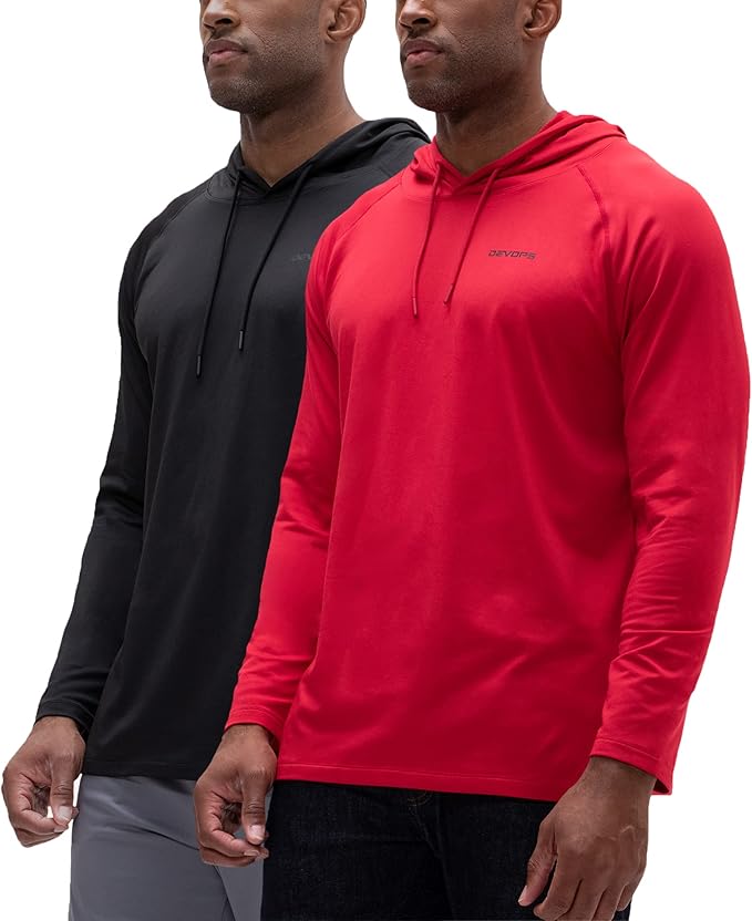 DEVOPS 2 Pack Men's Thermal Turtle Mock Neck Shirts, Compression Long Sleeve Tops and Hoodies
