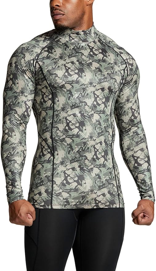 TSLA Men's Thermal Long Sleeve Compression Shirts, Mock/Turtleneck Winter Sports Running Base Layer Top
