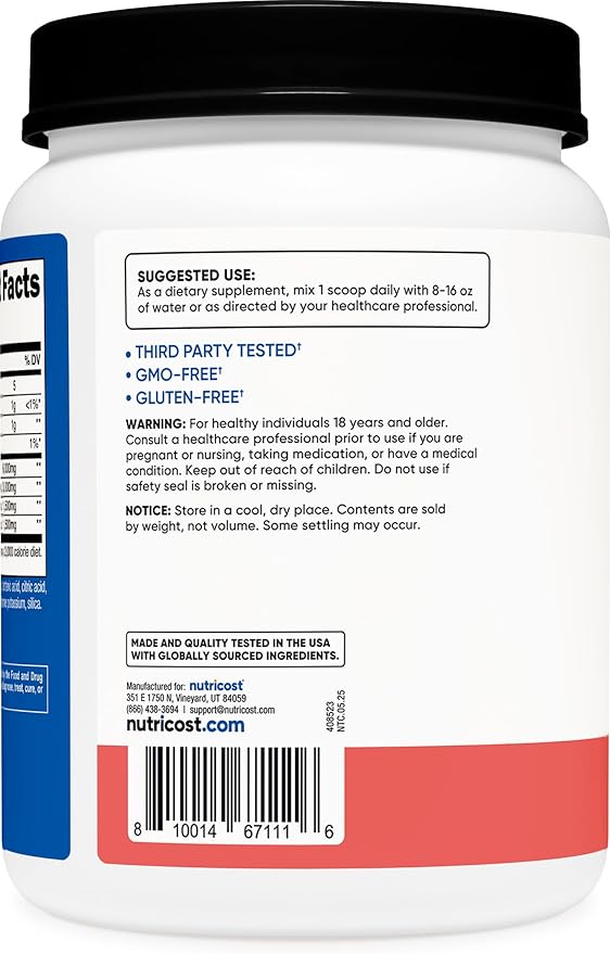 Nutricost BCAA Powder 2:1:1 (Watermelon, 120 Servings) - Gluten Free, Non-GMO, Vegetarian