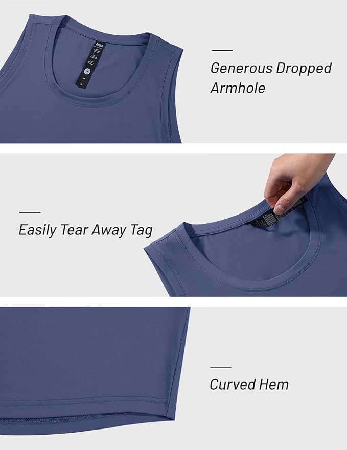 MIER Men's Tank Tops Workout Sleeveless Tee Shirts Muscle Athletic Gym Running Beach Tanks for Men, Quick Dry