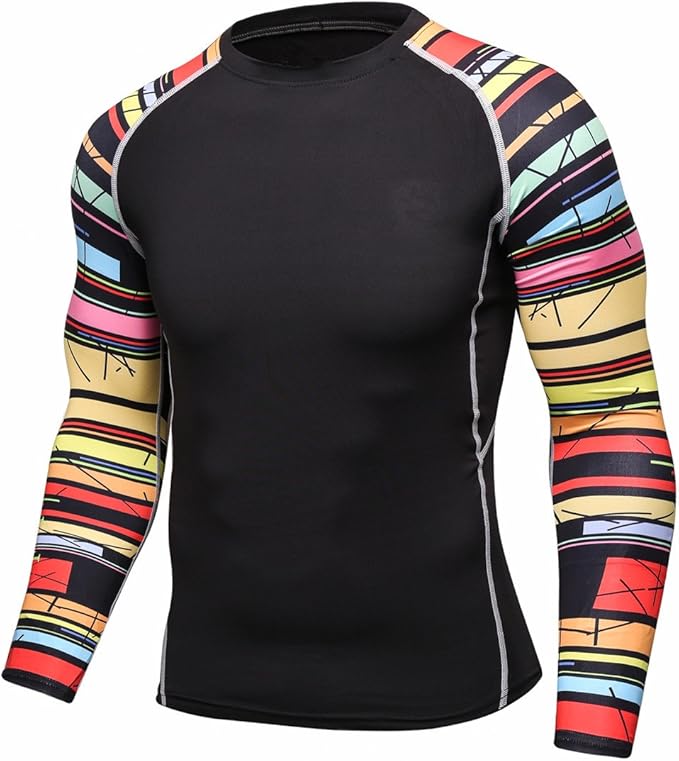 Men's Soft Slim Long Sleeve Dry-Fit Compression Gym Trainning Shirt