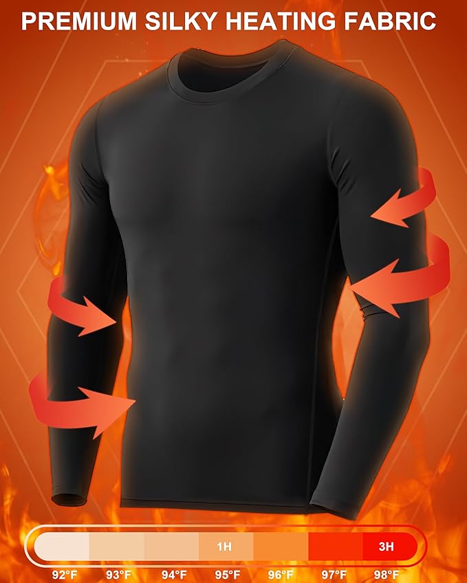 Men's Thermal Compression Shirts, Long Sleeve Fleece Lined Base Layer, Cold Weather Gear Athletic Undershirt Top