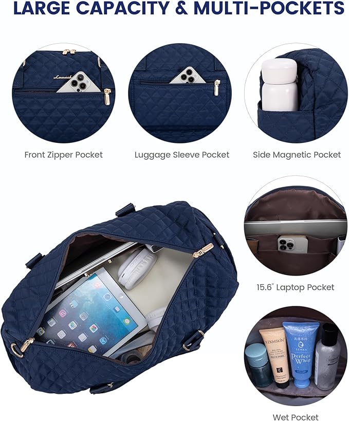 LOVEVOOK Travel Duffle Bag for Women, Weekender Overnight Bag with Shoe Compartment, Carry on Bag with Toiletry Bag, Gym Duffel Bag with Wet Pocket, Hospital Bags for Labor and Delivery 3 Pcs Set