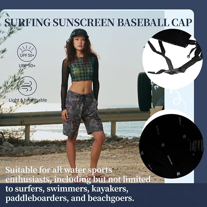 Vintage American-Style Sports Sunscreen Baseball Cap,Outdoor Camping Sunshade Waterproof and Non-Slip Surfing Hat Water Sport