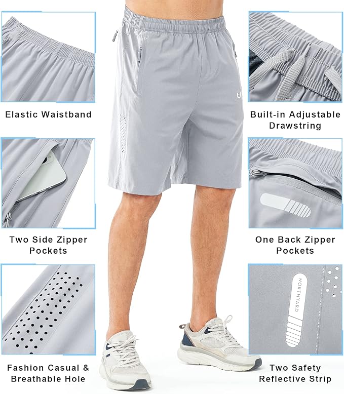 NORTHYARD Men's Athletic Running Shorts Quick Dry Workout Shorts 7"/ 5"/ 9" Lightweight Sports Gym Basketball Tennis Hiking